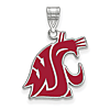 Silver 3/4in Washington State University Cougar Head Enamel Pendant