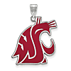 Silver 1in Washington State University Cougar Head Enamel Pendant