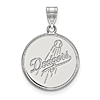 Sterling Silver 3/4in Round Los Angeles Dodgers Pendant