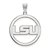 Sterling Silver 1in Louisiana State University Logo Pendant in Circle