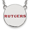 Sterling Silver Rutgers University Round Enamel Necklace