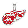 Sterling Silver 5/8in Detroit Red Wings Enamel Logo Pendant