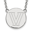Villanova University V Round Pendant on 18in Chain Sterling Silver