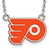 Sterling Silver Small Philadelphia Flyers Enamel Necklace
