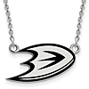 Sterling Silver Small Anaheim Ducks Enamel Pendant with 18in Chain