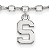 Sterling Silver 9in Michigan State University Anklet
