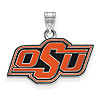 Sterling Silver 1/2in Oklahoma State University OSU Enamel Pendant