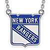 New York Rangers Enamel Necklace 3/4in Sterling Silver