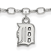 Sterling Silver 9in Detroit Tigers Anklet