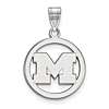 Sterling Silver 5/8in University of Michigan Pendant in Circle