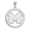 Sterling Silver 1in University of Michigan Logo Pendant in Circle