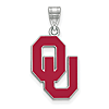 Sterling Silver 3/4in University of Oklahoma OU Enamel Pendant