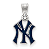 Sterling Silver New York Yankees Blue Enamel Pendant 1/2in
