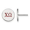 Sterling Silver Chi Omega Disc Earrings with Red Enamel Letters