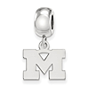 Sterling Silver University of Michigan M Extra Small Dangle Bead