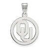 Sterling Silver 5/8in University of Oklahoma Pendant in Circle