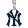 Sterling Silver 3/4in New York Yankees Blue Enamel Pendant