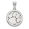 Sterling Silver 5/8in Clemson University Round Paw Pendant