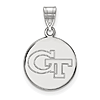 10k White Gold Georgia Tech Disc Pendant 5/8in