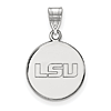 14kt White Gold 5/8in Louisiana State University LSU Round Pendant