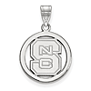 Sterling Silver 5/8in North Carolina State Pendant in Circle