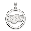 Sterling Silver 1in Oklahoma State University Logo Pendant in Circle