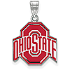 Sterling Silver 3/4in Ohio State University Enamel Pendant