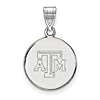 Sterling Silver 5/8in Texas A&M University Disc Pendant