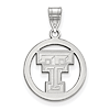 Sterling Silver 5/8in Texas Tech University Pendant in Circle