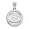 Sterling Silver 5/8in University of Georgia Pendant in Circle