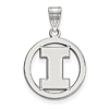 Sterling Silver 5/8in University of Illinois Pendant in Circle