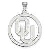 Sterling Silver 1in University of Oklahoma Logo Pendant in Circle