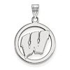 Sterling Silver 5/8in University of Wisconsin Pendant in Circle