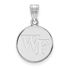 Wake Forest University WF Disc Pendant 5/8in 10k White Gold