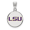 Silver 5/8in Louisiana State University LSU Enamel Round Pendant
