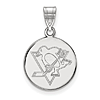 14k White Gold 5/8in Pittsburgh Penguins Round Pendant