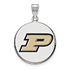 Sterling Silver Purdue University P Enamel Disc Pendant 1in