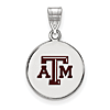 Sterling Silver 5/8in Texas A&M University Enamel Disc Pendant