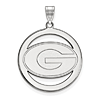 Sterling Silver 1in University of Georgia Logo Pendant in Circle