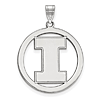 Sterling Silver 1in University of Illinois Logo Pendant in Circle