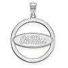 Sterling Silver 1in University of Mississippi Logo Pendant in Circle
