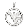 Sterling Silver 1in West Virginia University Logo Pendant in Circle