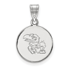 14kt White Gold 5/8in University of Kansas Round Pendant