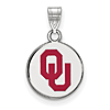 Sterling Silver 1/2in University of Oklahoma OU Round Enamel Pendant
