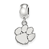Sterling Silver Clemson University Oval Dangle Bead Charm