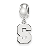 Sterling Silver Michigan State University S Dangle Bead Charm