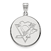 10k White Gold 3/4in Pittsburgh Penguins Round Pendant