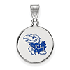 Sterling Silver 5/8in University of Kansas Jayhawk Enamel Pendant
