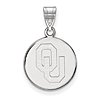 Sterling Silver 5/8in University of Oklahoma OU Disc Pendant
