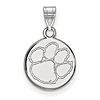 Sterling Silver 1/2in Clemson University Paw Disc Pendant